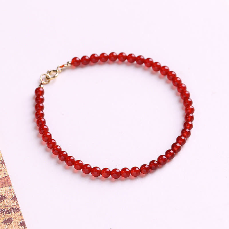 Bracelet calme en petites perles d'agate rouge ultra-fines Buddha Stones