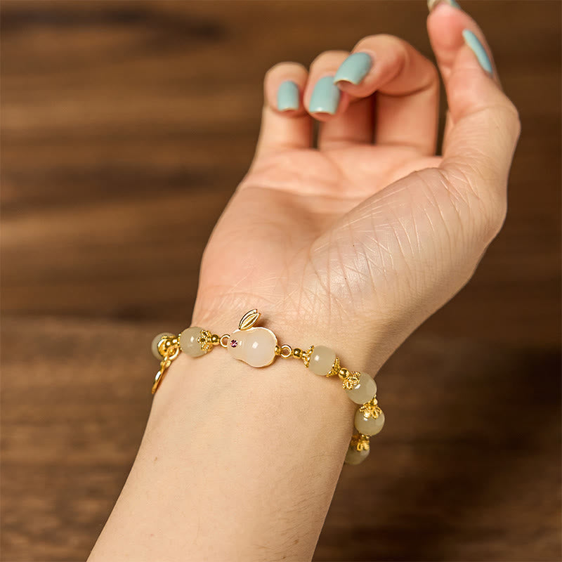 Bracelet d'abondance de lapin en jade naturel Hetian Fu de marque Fu