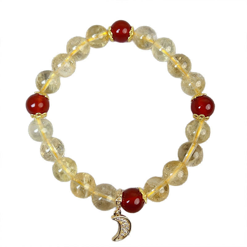 Bracelet de prospérité lunaire en agate rouge et citrine de Bouddha