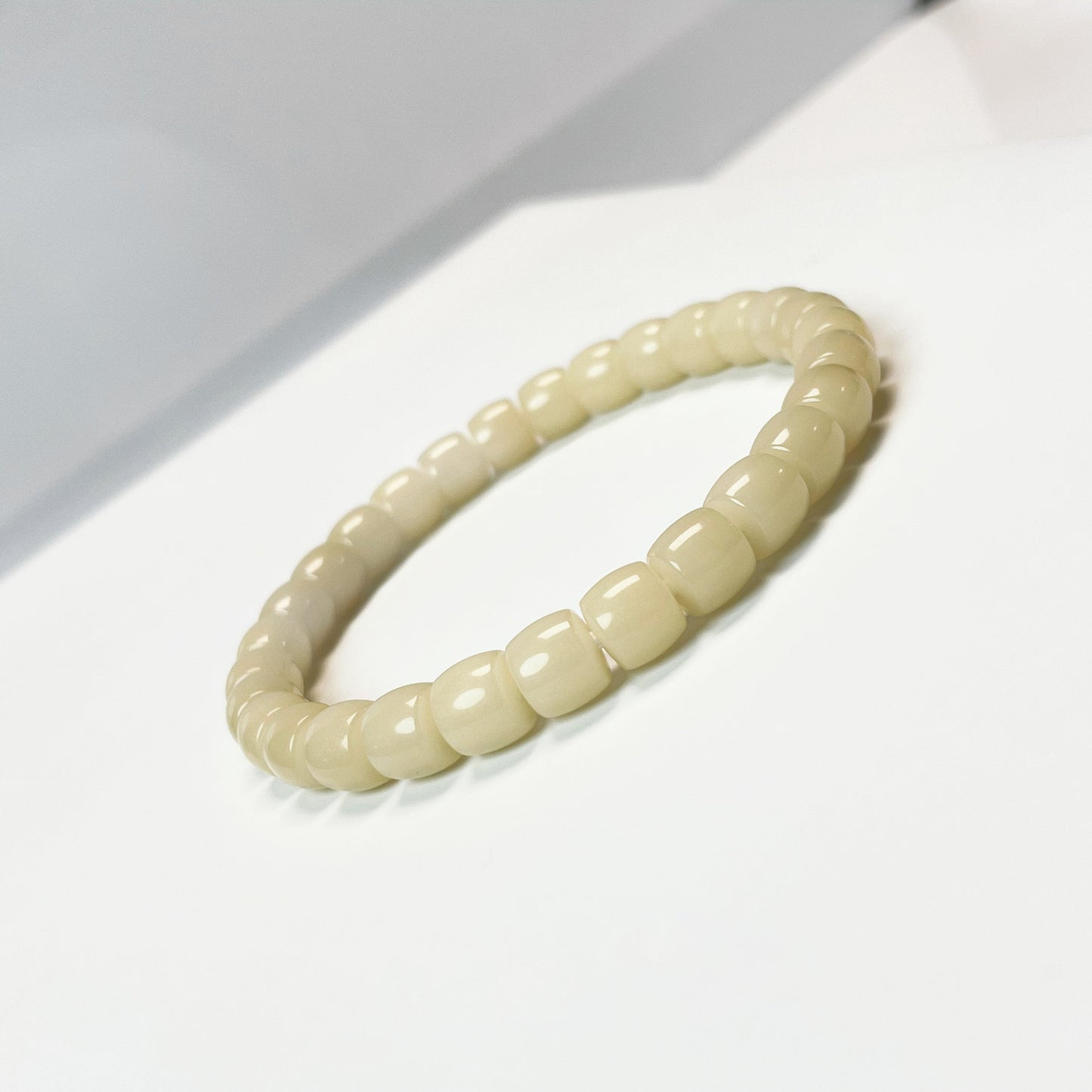 (Jade Blanc Bodhi) Bracelet Bodhi en Jade Blanc Original 9*10mm