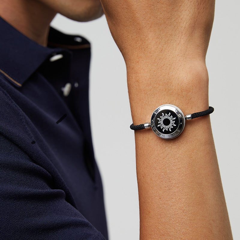 Bracelets tactiles Soleil et Lune avec corde Milan (noir + noir)