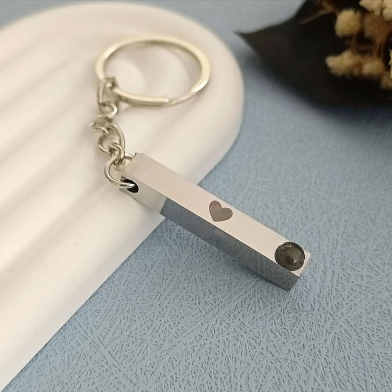 Porte-clés photo gravé avec texte personnalisé