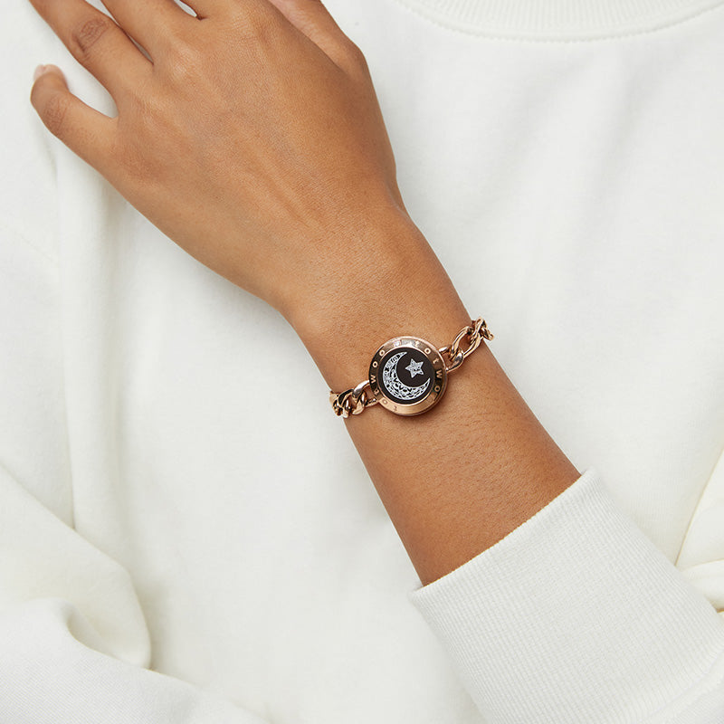 Bracelets Sun&Moon Touch avec chaîne Figaro (noir et or rose)