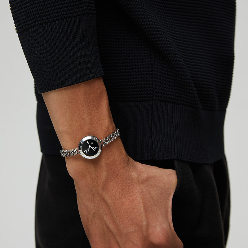 Bracelets Mountain&Sea Touch avec chaîne cubaine (argent + argent)