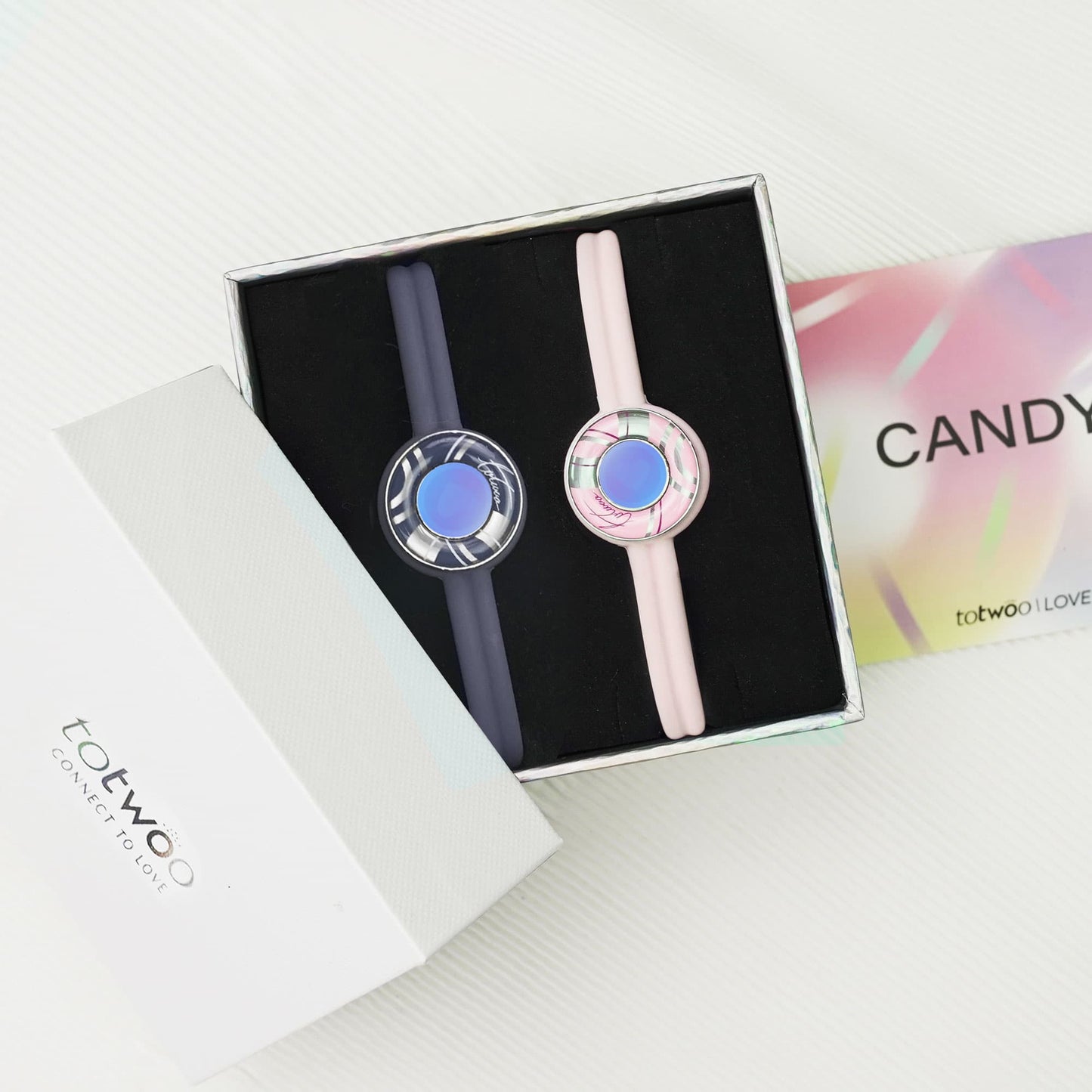 Bracelets tactiles Candy Wave (bleu foncé + rose)