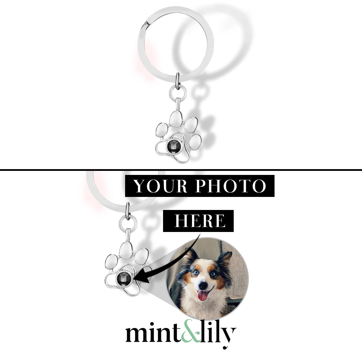 Pet Paw Photo Keychain