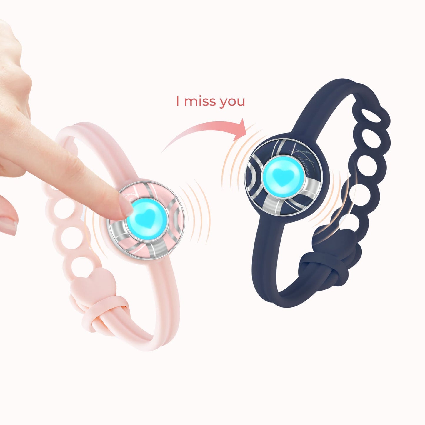 Bracelets tactiles Candy Wave (bleu foncé + rose)