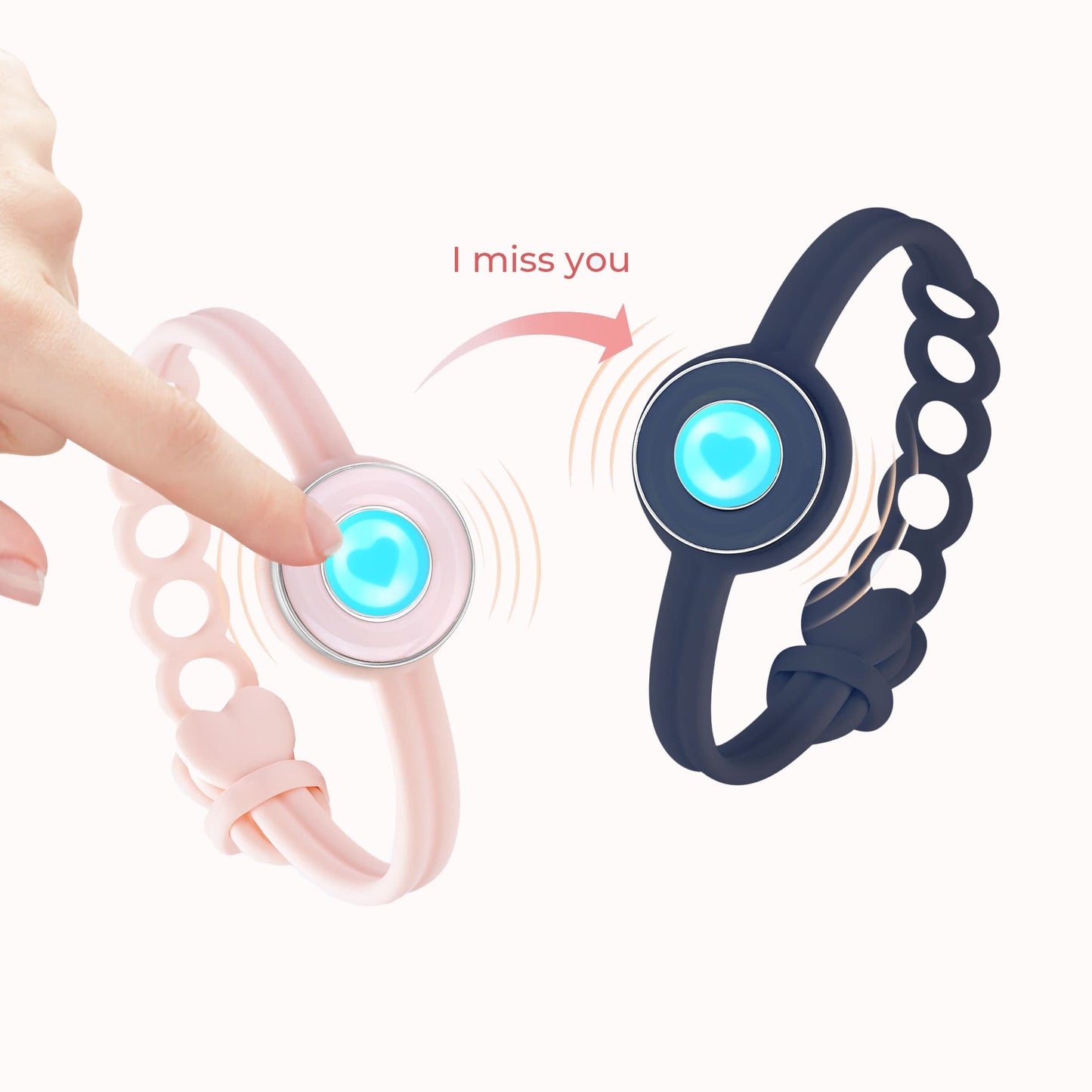 Bracelets tactiles Candy Original (bleu foncé + rose)