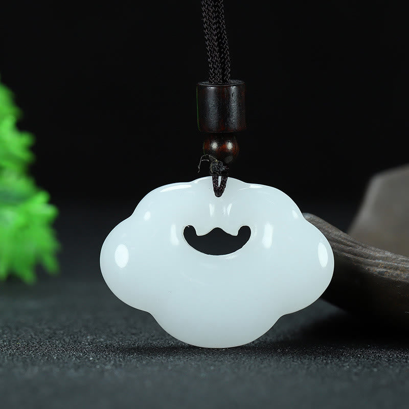 Collier pendentif en jade de soie dorée et jade de Tianshan, pierres de Bouddha, breloque de verrouillage chinois, abondance