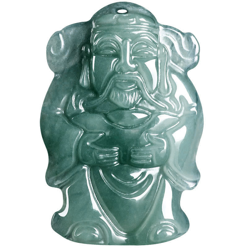 Buddha-Steine, natürlicher grüner Jade, chinesischer Gott des Reichtums, Caishen-Barren, Fülle, Halskettenanhänger