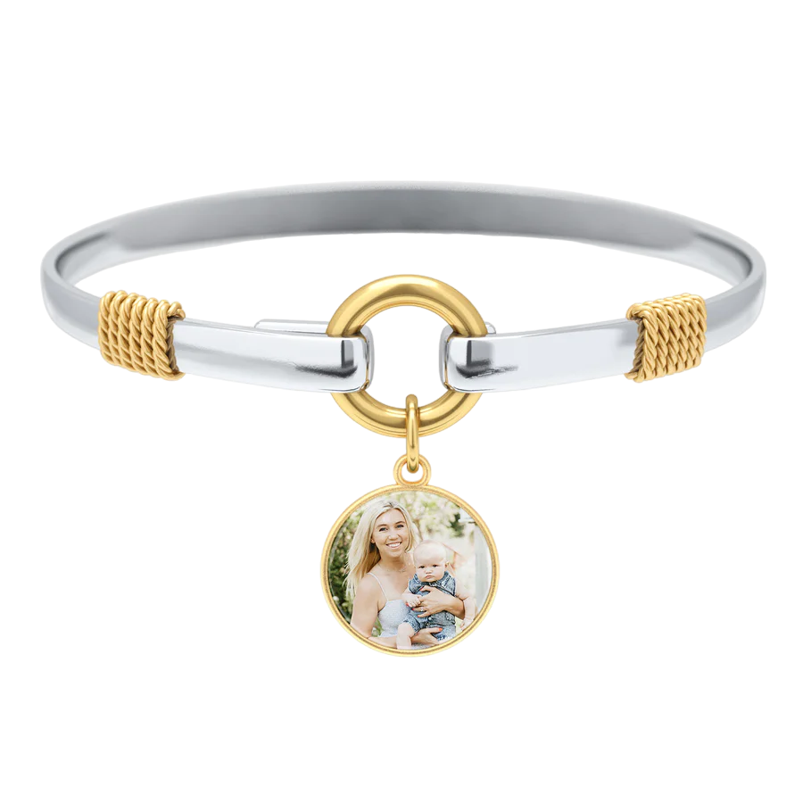 Personalized Photo Two-Tone Charm Bracelet