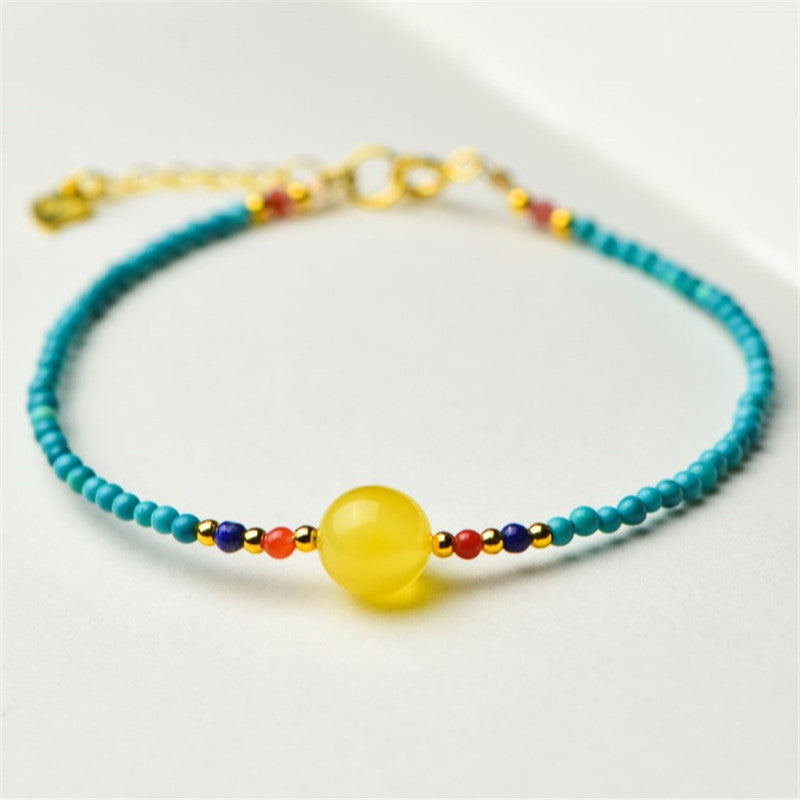 Bracelet Nanhong en lapis-lazuli fait main en cire d'abeille naturelle