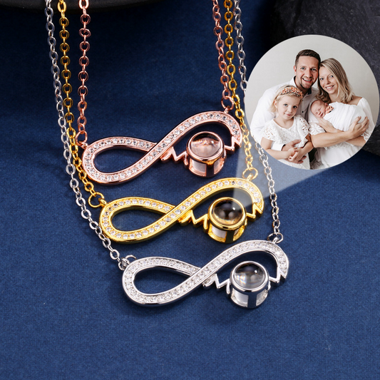 Collier de projection photo personnalisé, pendentif cœur infini « Je t'aime maman »