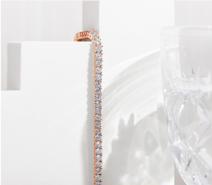 Plated Cubic Zirconia Classic Tennis Bracelet | Gold Bracelets for Women | 4mm CZ, Size 6.5-7.5 Inch