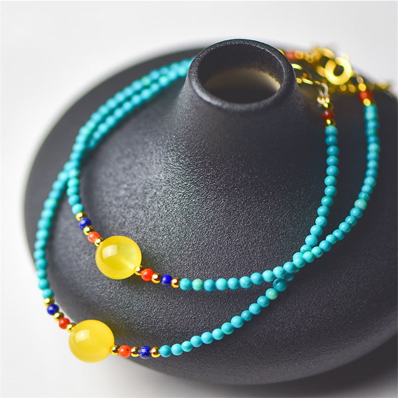 Natural Beeswax DIY Design Nanhong Lapis Lazuli Bracelet