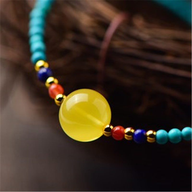 Natural Beeswax DIY Design Nanhong Lapis Lazuli Bracelet