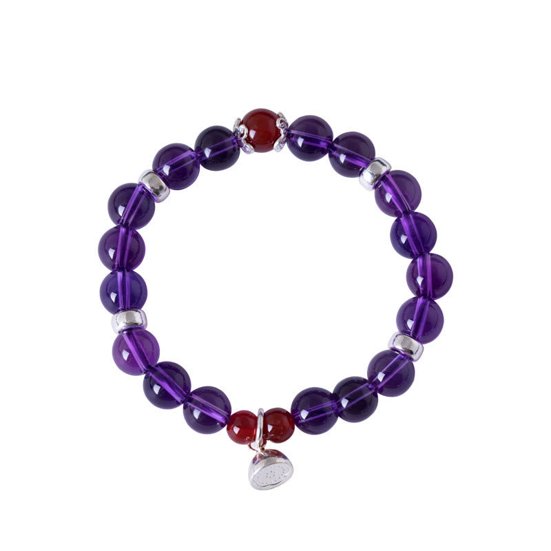 Buddha Stones 925 Sterling Silber Natürlicher Amethyst Roter Achat Lotus Positives Armband