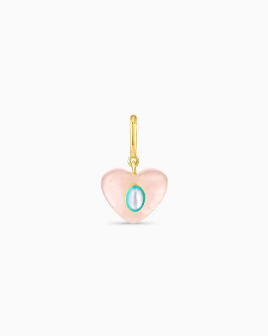 Breloque Parker en forme de cœur en quartz rose