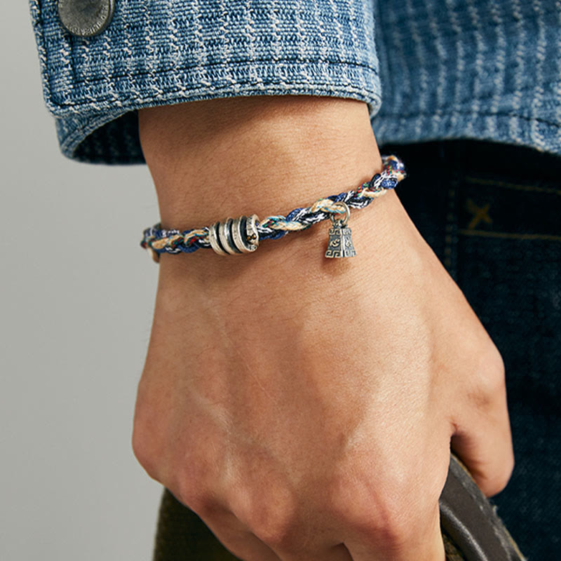 Bracelet de bénédiction fait main en argent sterling 925 avec breloques en forme de balance et pierres de Bouddha