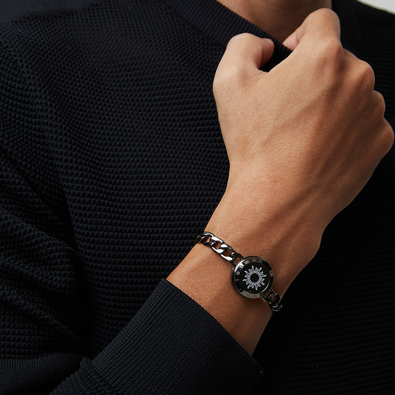 Bracelets Sun&Moon Touch avec chaîne Figaro (noir et or rose)