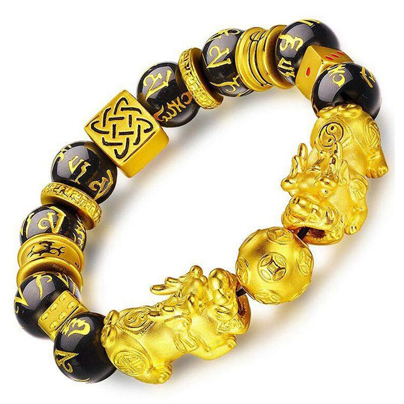 Gold-Plated Double Pixiu Feng Shui Bracelet - Extreme Wealth & Protection