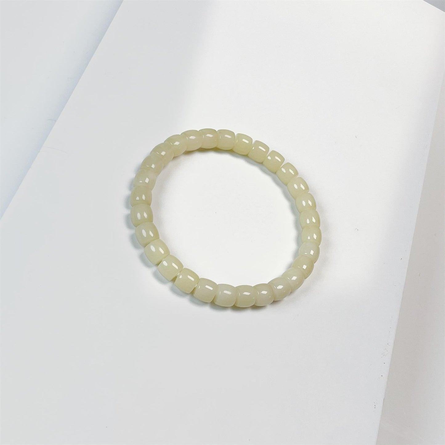 (Jade Blanc Bodhi) Bracelet Bodhi en Jade Blanc Original 9*10mm