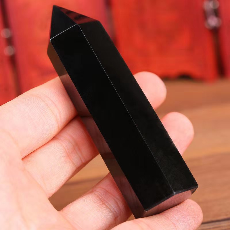Baguette de cristal de guérison en obsidienne noire