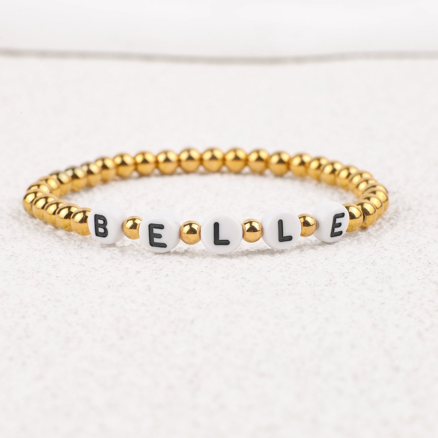 Custom Gold Beaded Name Bracelet