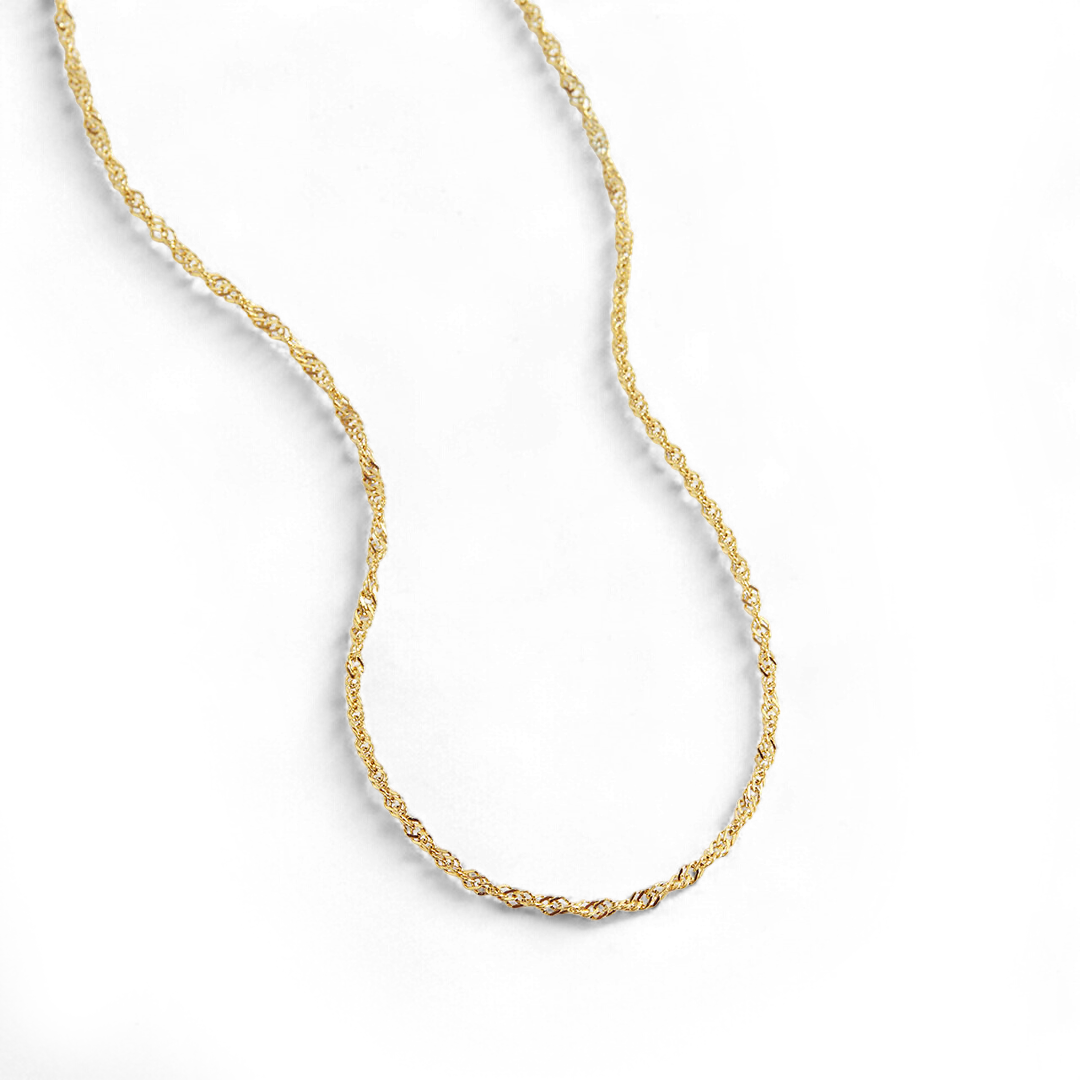2 mm Singapur-Halskette mit gedrehter Kette