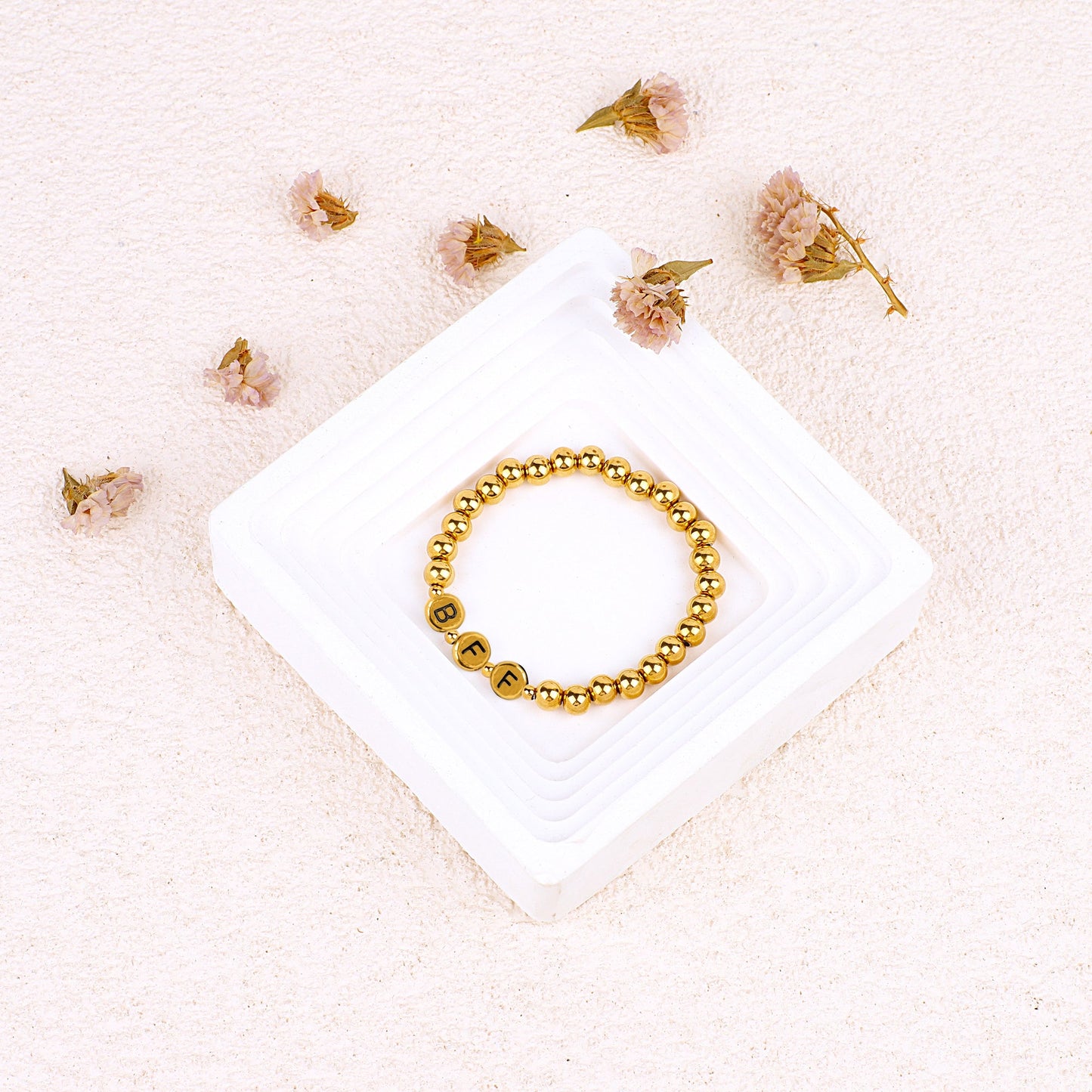 Custom Gold Beaded Name Bracelet