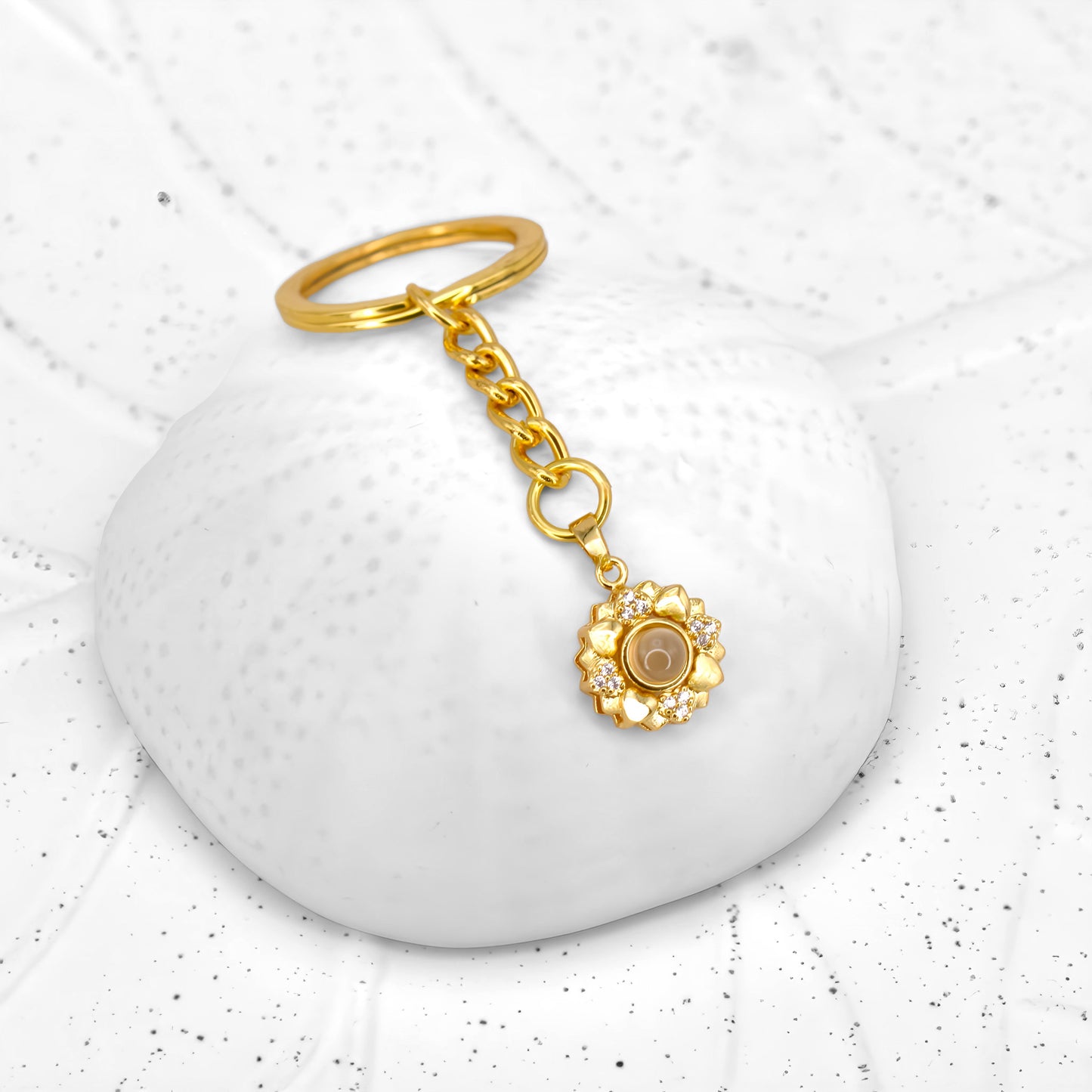 Porte-clés à projection de fleurs minimalistes