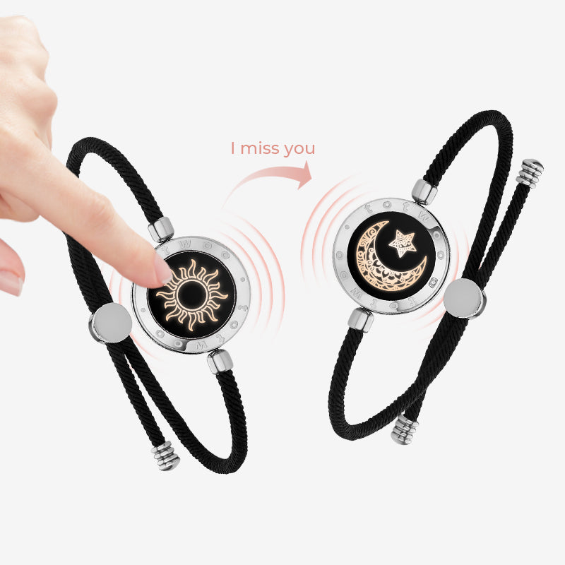 Bracelets tactiles Soleil et Lune avec corde Milan (noir + noir)