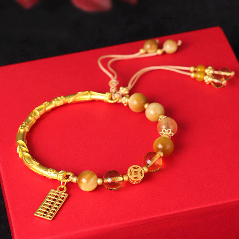 Bracelet de protection en pierres naturelles de Bouddha, œil de tigre, citrine, boulier