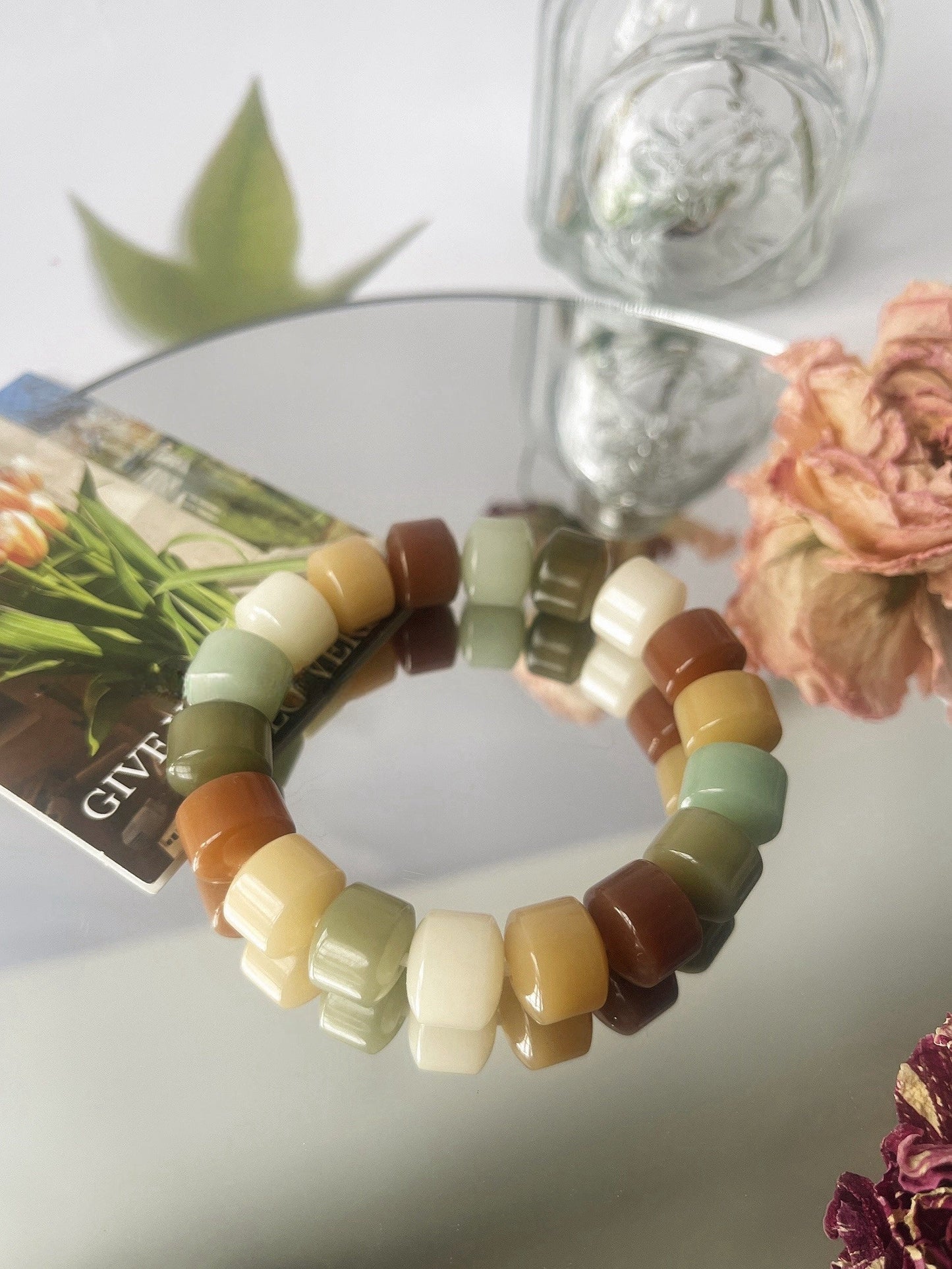13mm Large Golden Wheel Bodhi Bead Bracelet