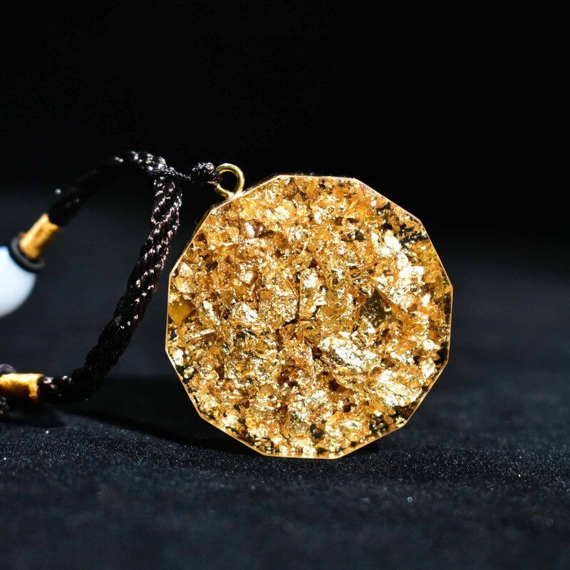 Collier Orgonite Sacré Sri Yantra - Œil de Tigre