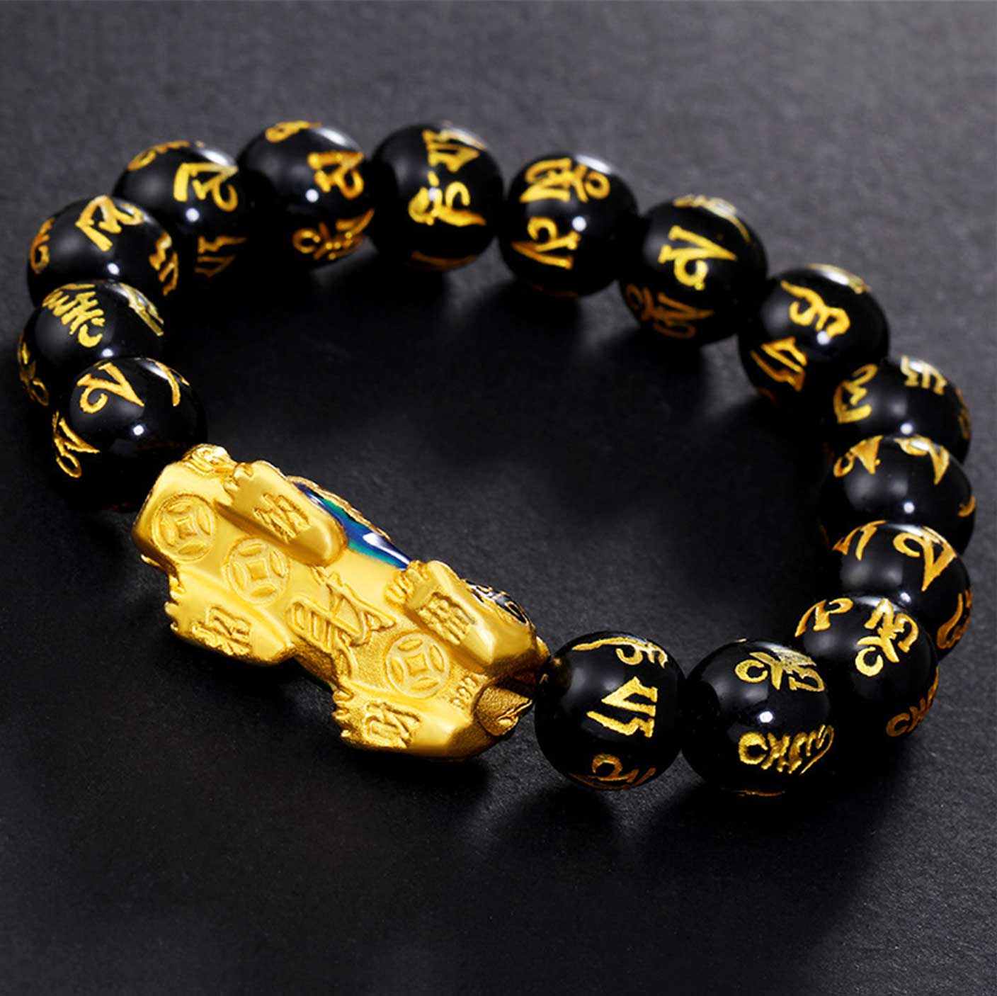 Bracelet de richesse en obsidienne Pixiu changeant de couleur