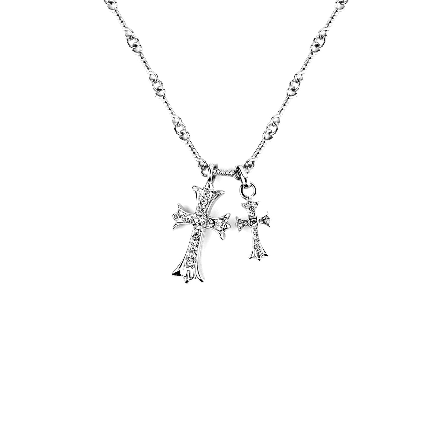 Collier pendentif double croix