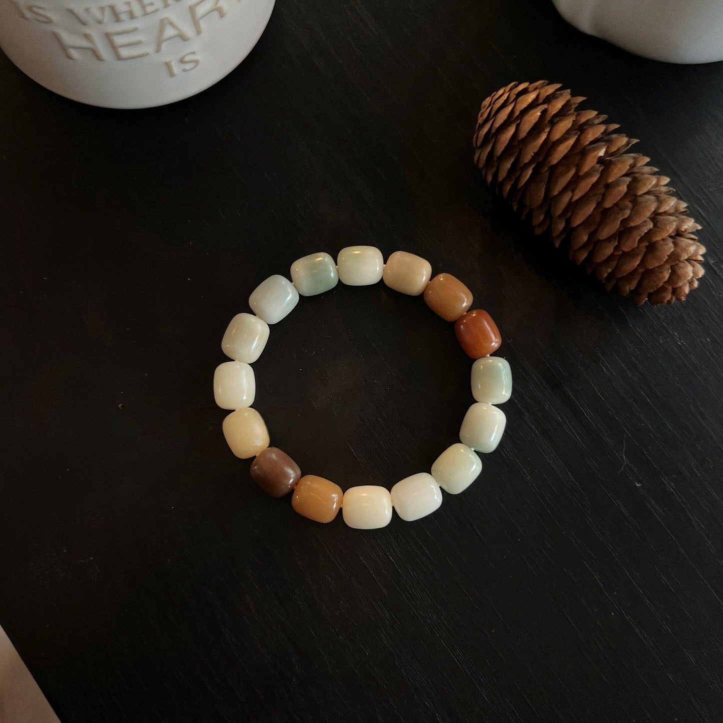 Rice Cake Milk Coffee Series Bodhi Bead Bracelet