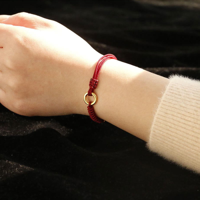 Bracelet en alliage de pierres de Bouddha avec boucle de paix et cordon rouge porte-bonheur