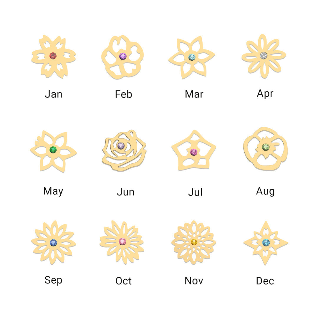 Bracelet de fleurs de naissance 1 à 8 pour maman/grand-mère