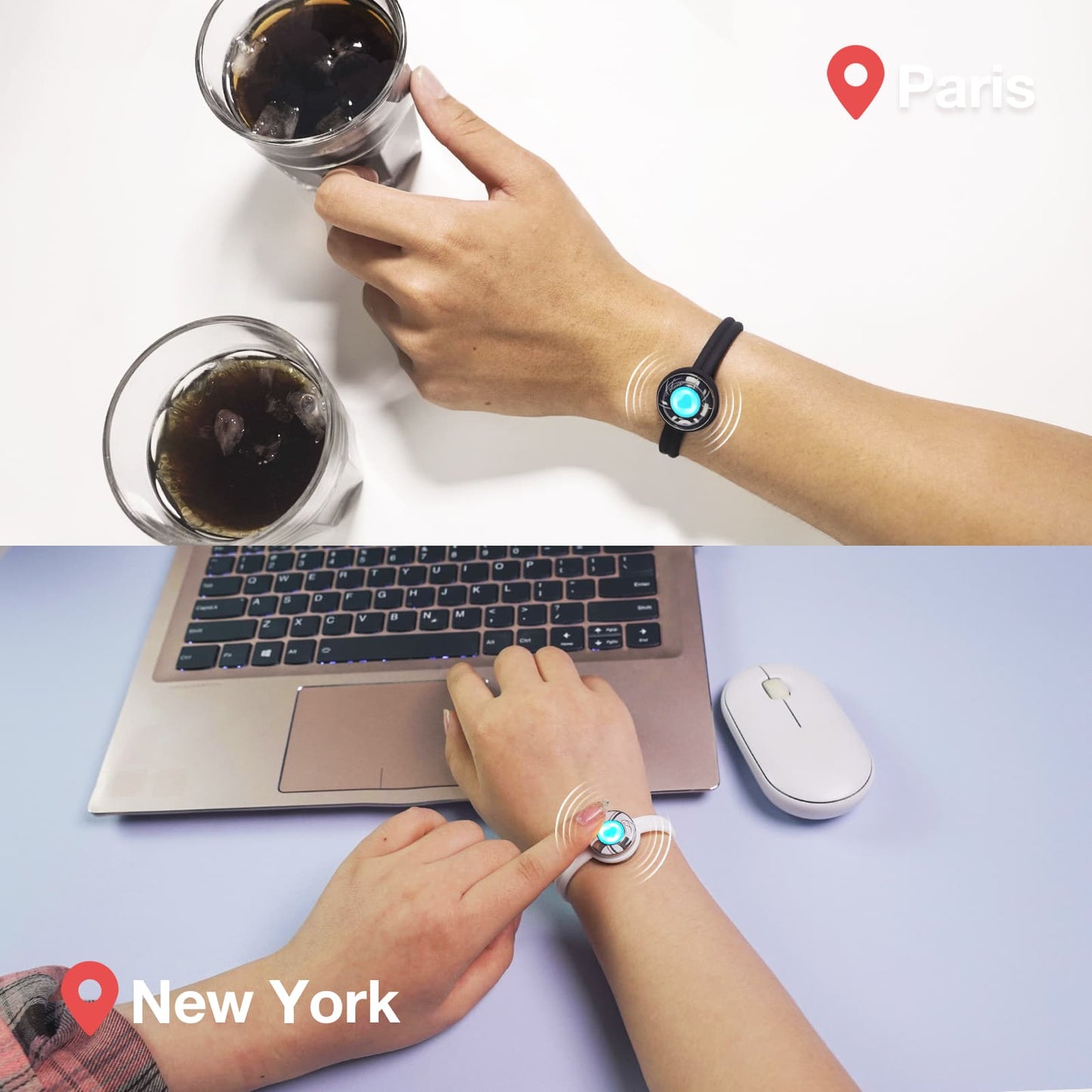 Bracelets tactiles Candy Wave (noir et blanc)