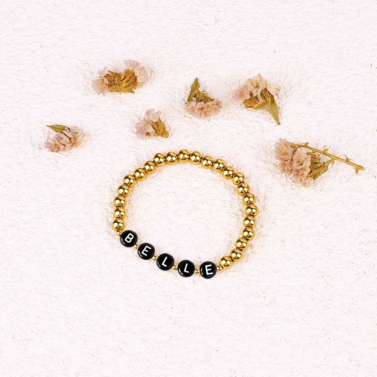 Custom Gold Beaded Name Bracelet
