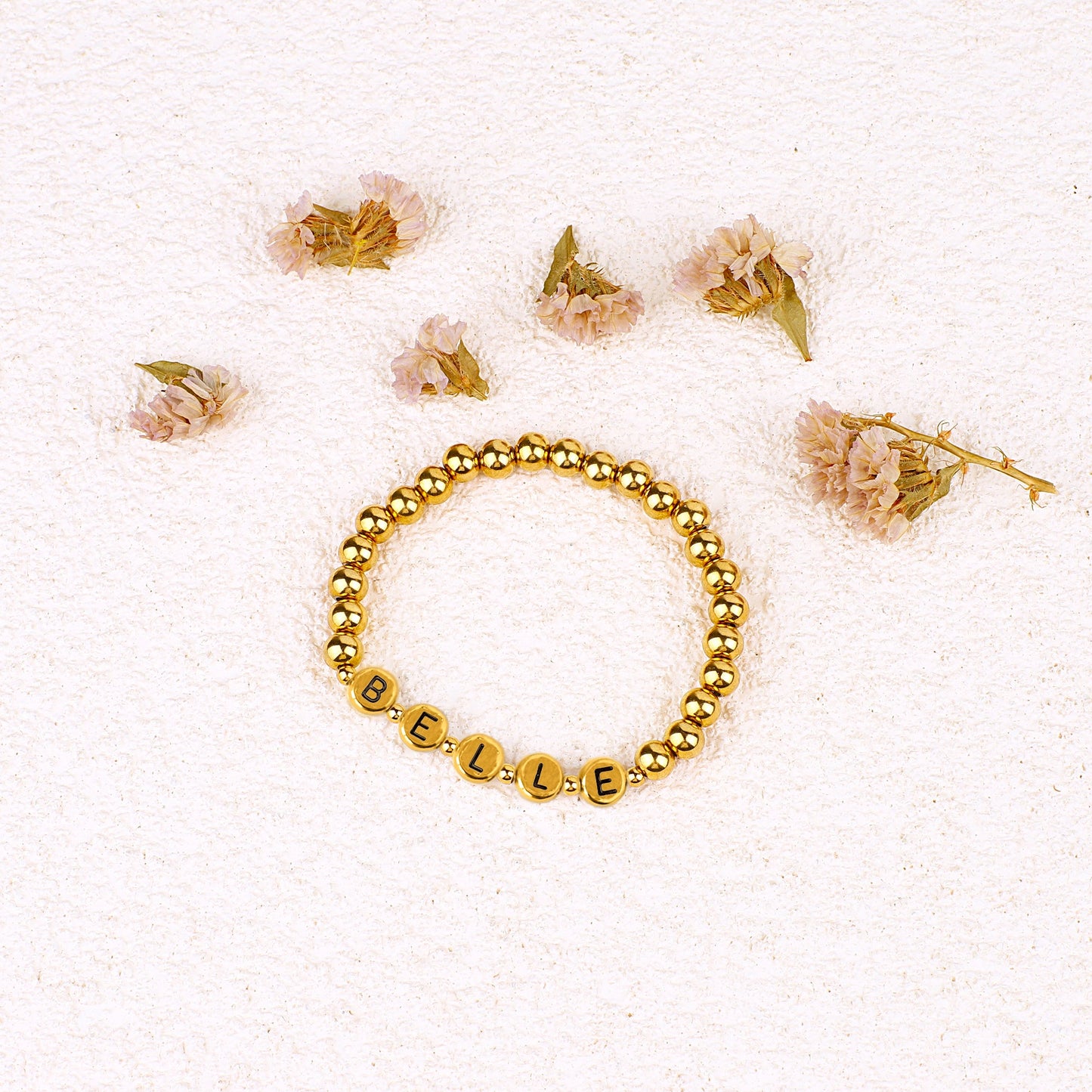 Custom Gold Beaded Name Bracelet