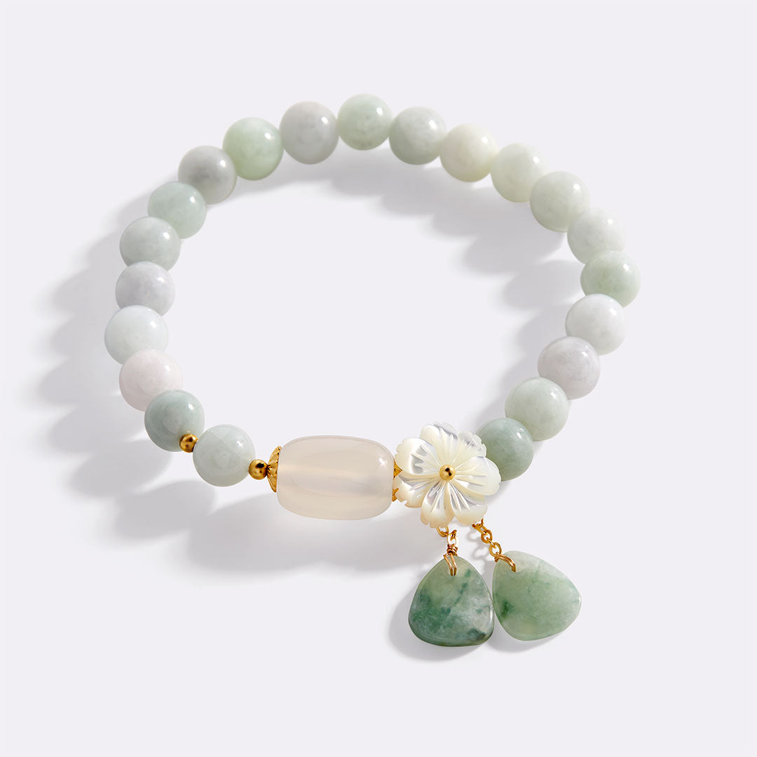 Bracelet porte-bonheur en jade blanc