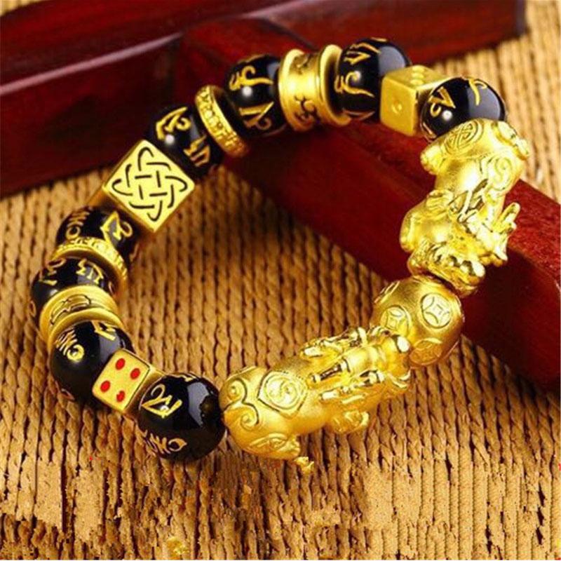 Gold-Plated Double Pixiu Feng Shui Bracelet - Extreme Wealth & Protection