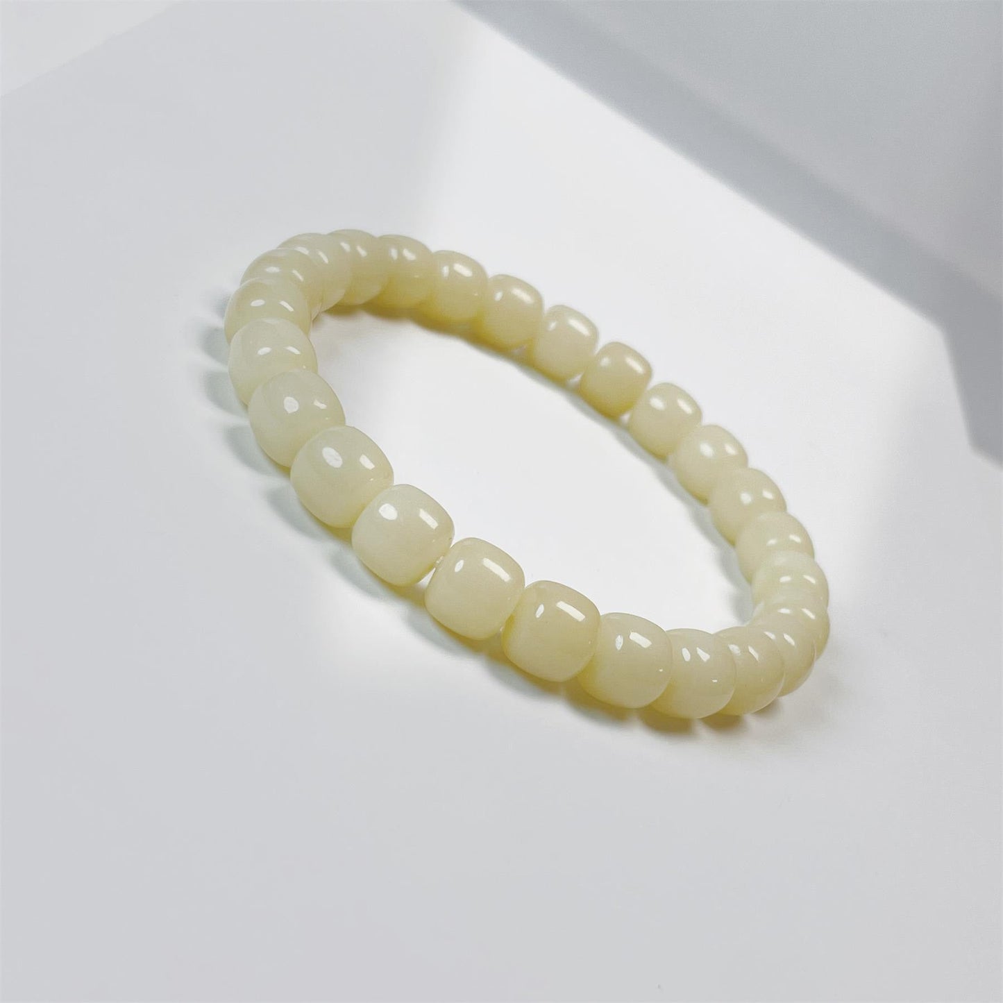 (Jade Blanc Bodhi) Bracelet Bodhi en Jade Blanc Original 9*10mm