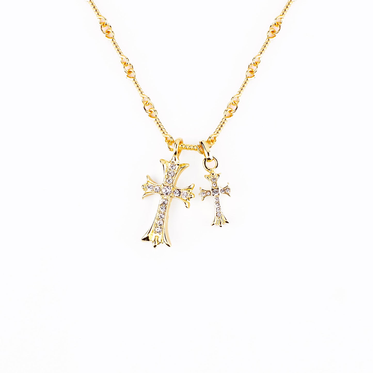 Collier pendentif double croix
