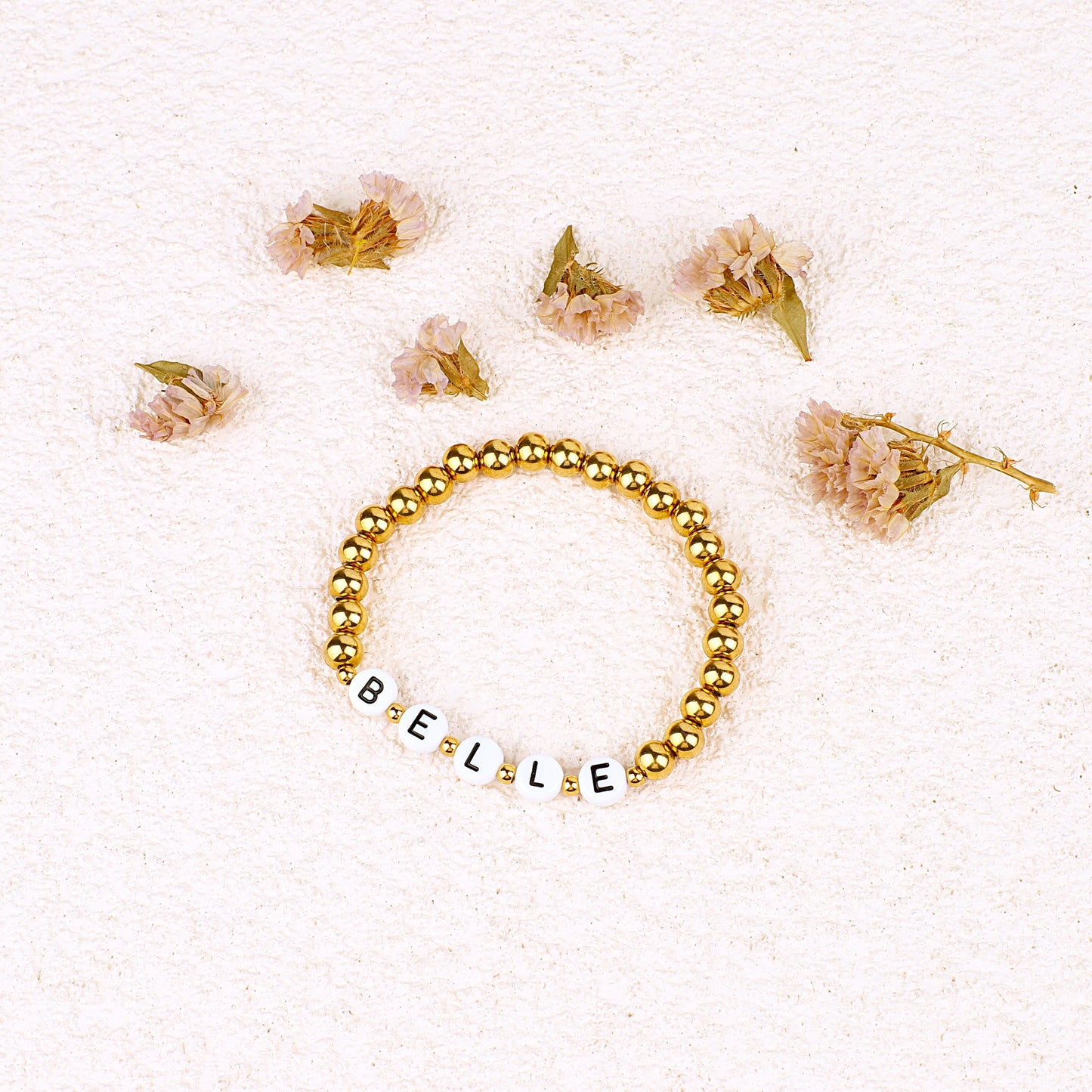 Custom Gold Beaded Name Bracelet