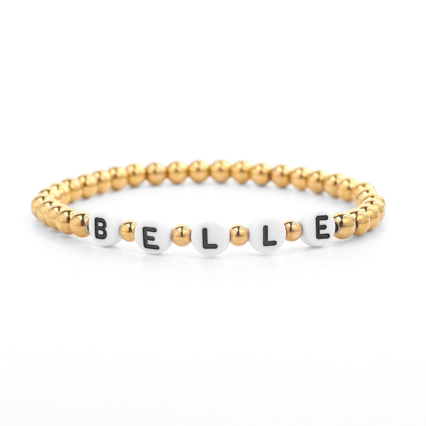 Custom Gold Beaded Name Bracelet