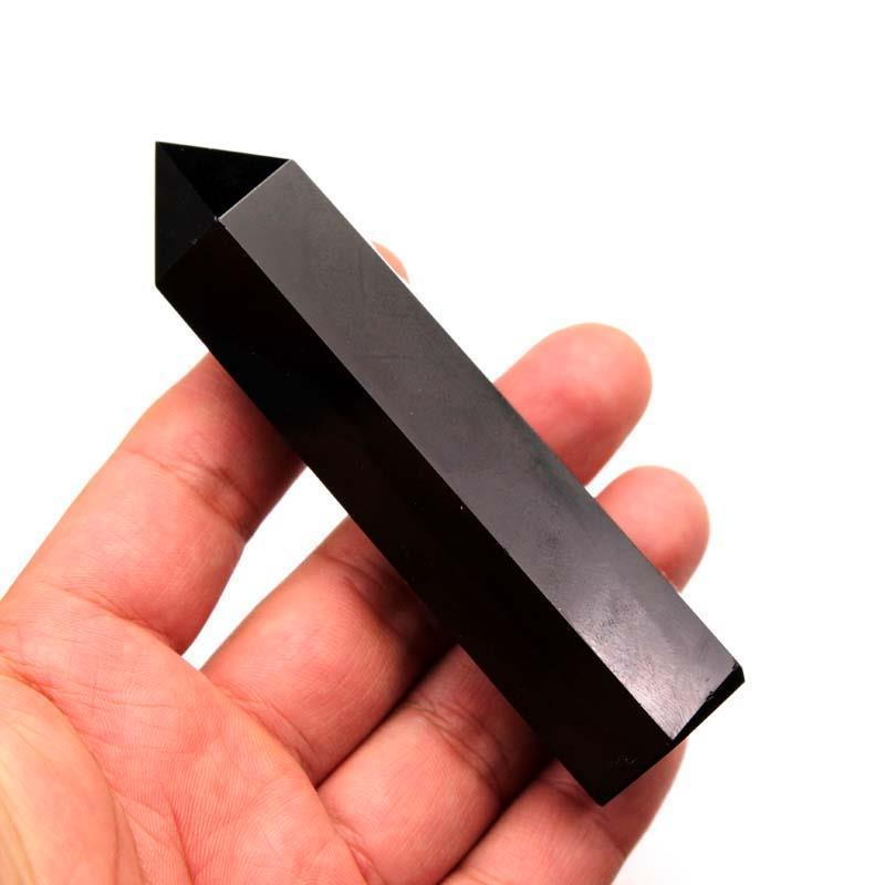 Baguette de cristal de guérison en obsidienne noire